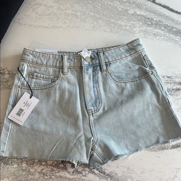 WeWoreWhat Blue Jean Shorts High-Waisted Raw Hem - Picture 2 of 6